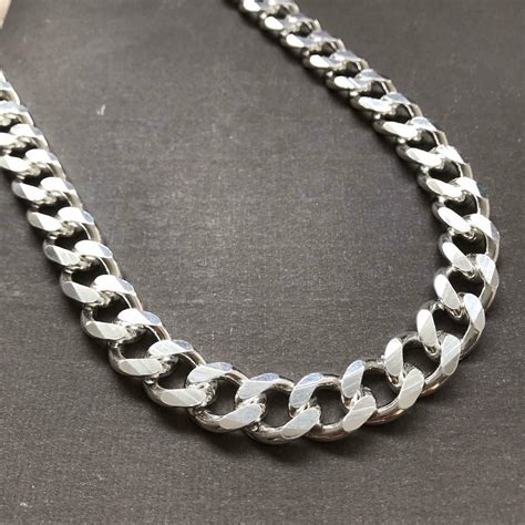 925 Sterling Silver Mens Cuban Tight Curb Link Chain Necklace 14mm ...