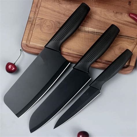 Buy THEODORE Set of 3 Black Stainless Steel Kitchen Knife Set | High ...