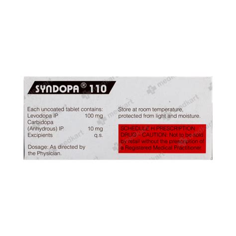 SYNDOPA 110MG TABLET 10'S : View Price, Combination and Alternatives ...