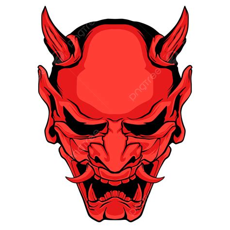 Oni Mask Vector Illustration Japan Style, Oni Mask, Skull, Devil PNG ...