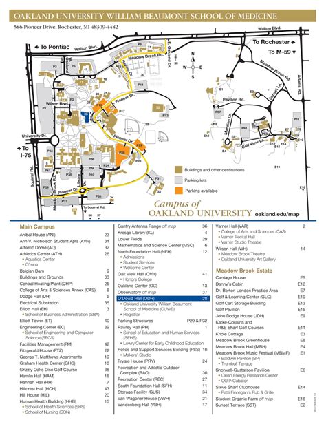 Oakland University Campus Map Campus Maps, UNCG