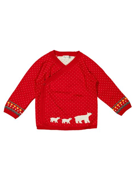 Knitted Polar Bear Red and Ivory Baby Sweater Set – Pomme