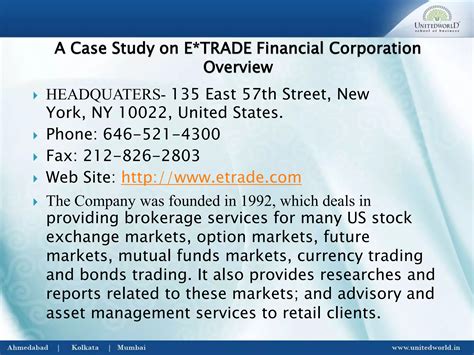 A case study on etrade financial corporation uwsb | PPTX