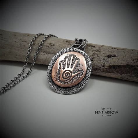 Mixed Metal Hand Print Necklace from Bent Arrow Studio