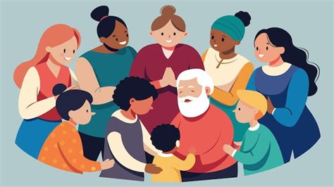 Uma comunidade de todas as idades e origens se reúne em um círculo ...