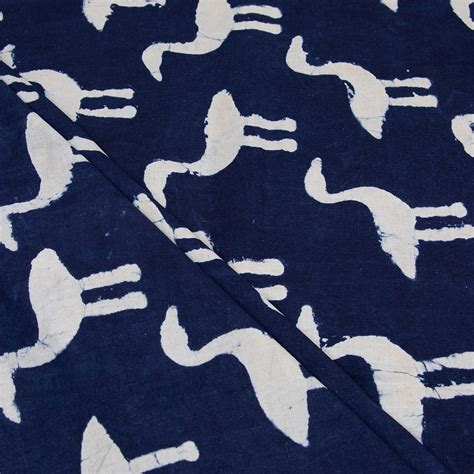 Buy Bird Printed Indigo Cotton Fabric @40% OFF DMAASA.in – Dmaasa