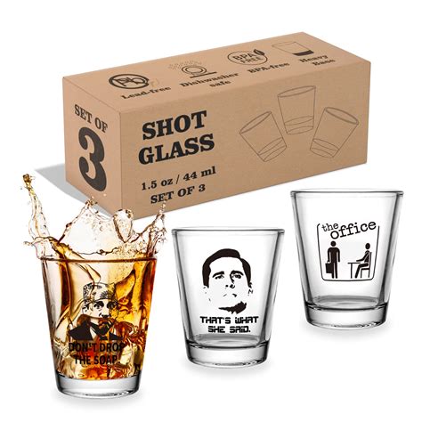 Amazon.com | 3 PCS The Office Merchandise Shot Glasses Set, 1.5 oz The ...