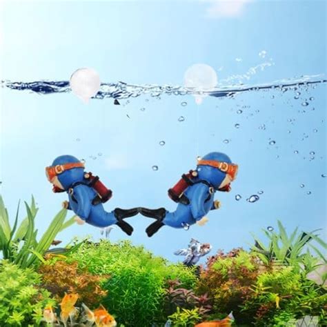 VAYINATO® 2 Piece (Blue) Floating Mini Cute Diver Aquarium Fish Tank ...