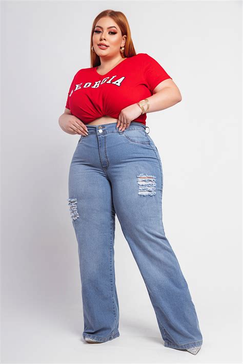 Calça Jeans Wide Leg Plus Size - Modaliss