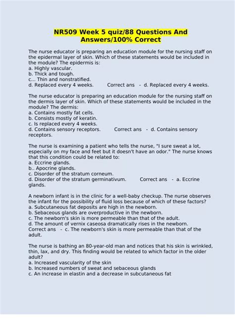 NR509 Week 5 quiz/88 Questions And Answers/100% Correct 2024 - , NR509 ...