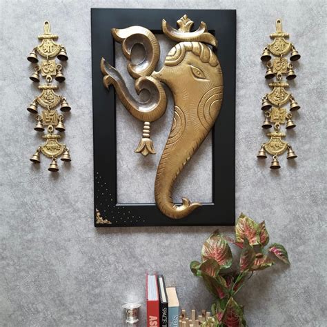 Buy Ganesha Wall Art, 24 Inch Om Ganesha Wall Hanging Brass Hanging ...