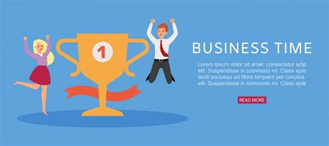 Usiness time banner, profitable website, businessman winner, concept ...
