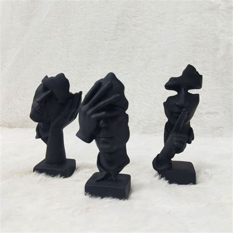 AM6230 Black Thinker Abstract Face Sculptures (No.2) – Set of 3 – Amd ...