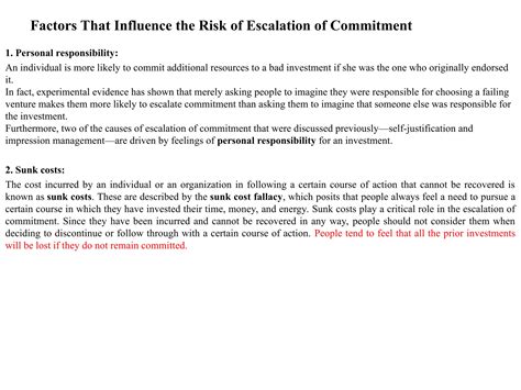 cognitive bias: Escalation of Commitment | PPT