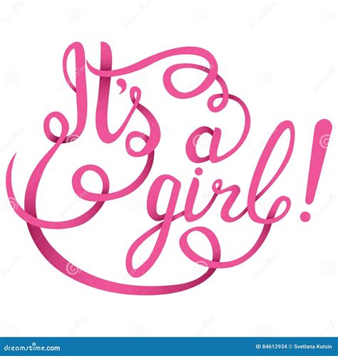 Its a Girl Lettering. Baby Shower Invitation Stock Illustration ...