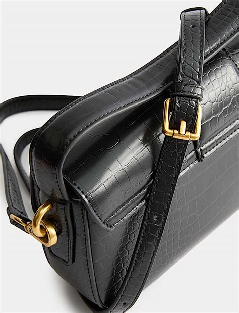 Buy Faux Leather Croc Effect Baguette Bag at Marks & Spencer
