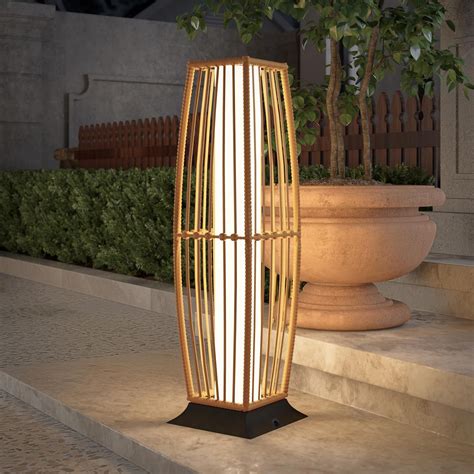 Grand patio Outdoor Floor Lamp Solar Powered Lantern Waterproof Wicker ...