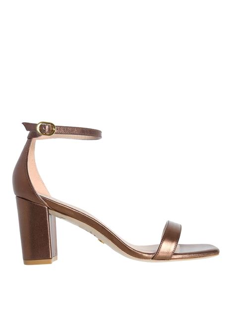 Stuart Weitzman Nudistcurve 75 Block Sandals - Bronze | SA540BRZ