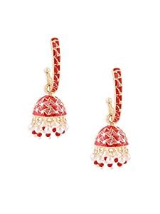 Zaveri Pearls Red Meenakari Traditional Jhumki Drop Earring For Women ...
