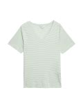 Buy Linen Blend Striped V-Neck Top at Marks & Spencer