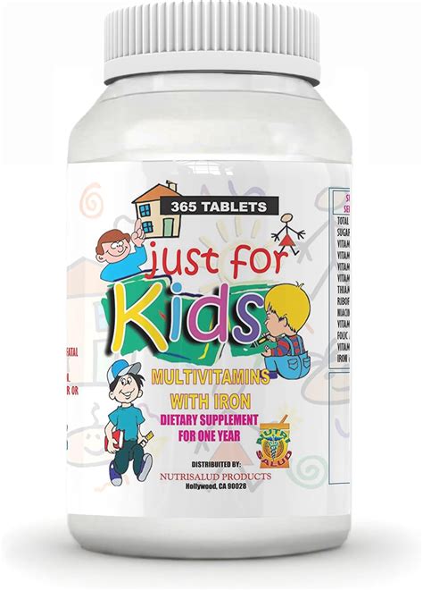 Vitaminas para niños Just for Kids. Suplemento para todo un año.Vitaminas y Minerales para el ...