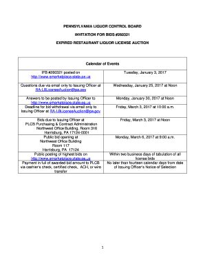 Fillable Online 1 PENNSYLVANIA LIQUOR CONTROL BOARD INVITATION FOR ...