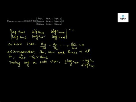 If a1, a2, ...., an , ..... are in G.P. then log an & log an + 1 & log ...