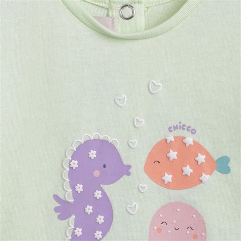 Chicco Girls Printed Cotton T-Shirt With Shorts Green - 2 Pc Set ...
