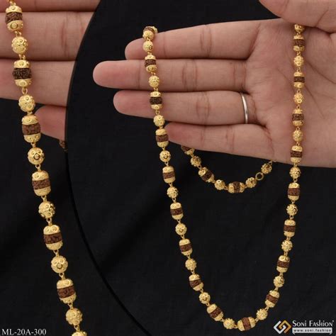 1 Gram Gold Plated Cool Design Superior Quality Rudraksha Mala For Men ...