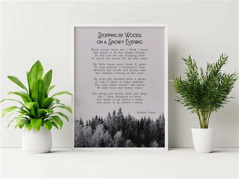Robert Frost Poem Print: Stopping by Woods on a Snowy Evening – The ...