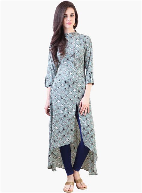 Blue Printed Kurta | Indian kurti designs, Kurta designs women ...