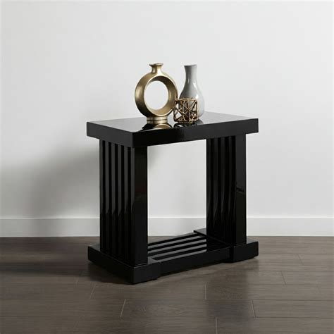 Janna 65cm Height Black Wooden Accent Side Table | Aiething