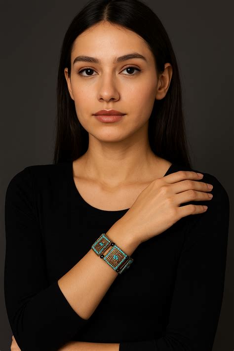 Turquoise Gemstone Handmade Bracelet | Rectangular Bracelet – Kashmir ...