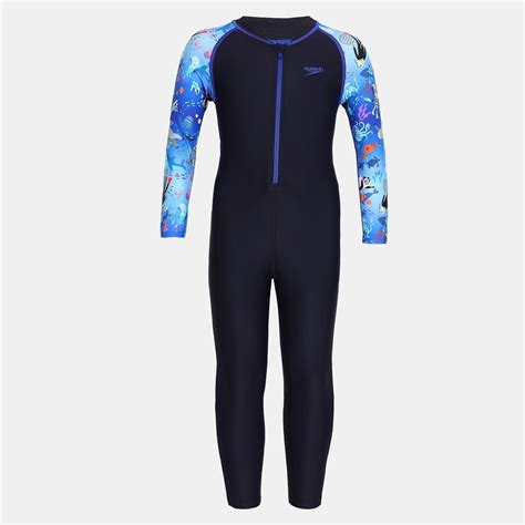 Buy Speedo Color Block All Over Printed All In One Suit True Navy-Coral ...