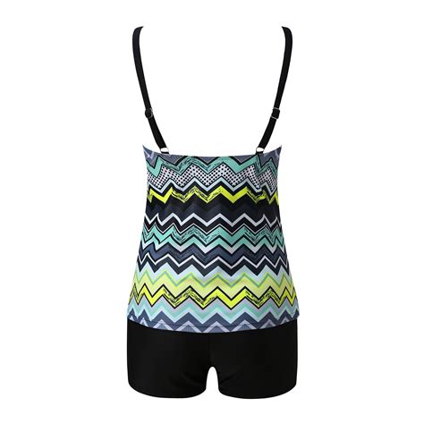 CALAFEBILA Swimsuits for Women 2025 Modest Two Piece Tankini Pleated ...