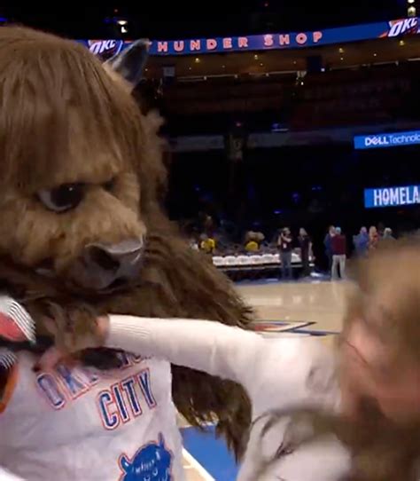 Oklahoma City Thunder mascot pranks Brooke Olzendam: video