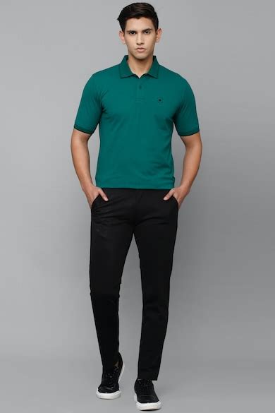 Buy Men Green Solid Polo Neck T-shirt Online - 814736 | Louis Philippe