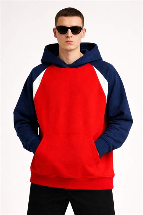 Atharvan Red Oversized Color-block Hoodie – Storrs.co.in