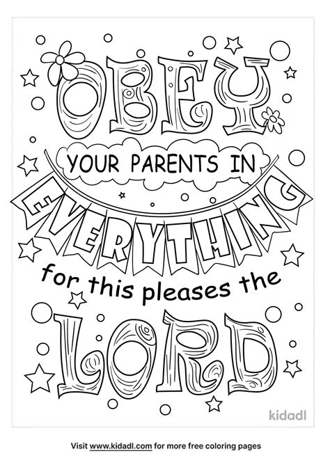 Printable Bible Verse Coloring Page. VBS. Ephesians 6:1. Children Obey ...