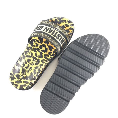 christian dior terlik dway wedge slide leopar