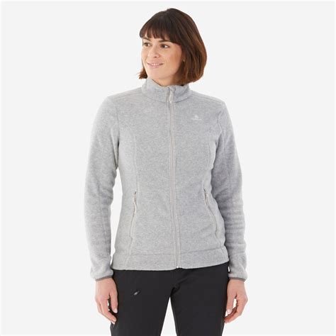 Sweater for Women - Grey - Full-Zip Fleece for Hiking MH100 | DECATHLON ...