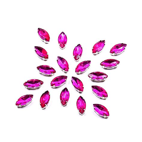 Buy Sew On Eye Shape Rhinestones In Magenta Colour – embroiderymaterial.com