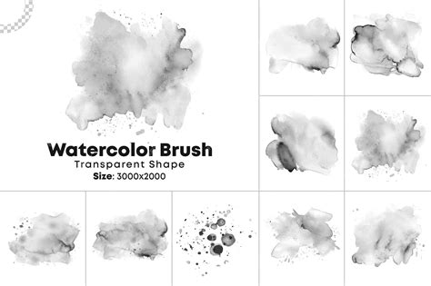 Premium PSD | Watercolor and ink splashes brush set for photoshop