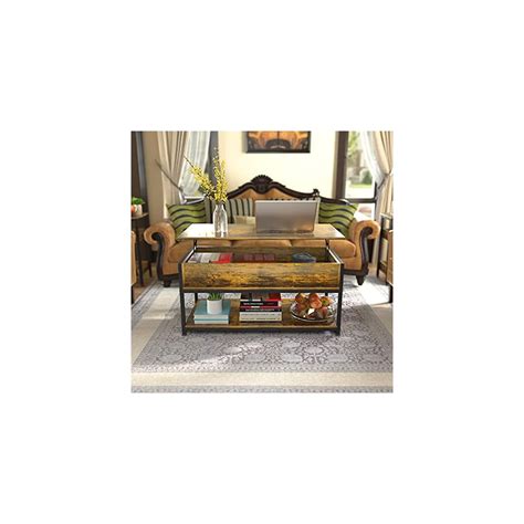 Buy ASTARTH Lift Top Coffee Table, Industrial Wood Storage Shelf ...