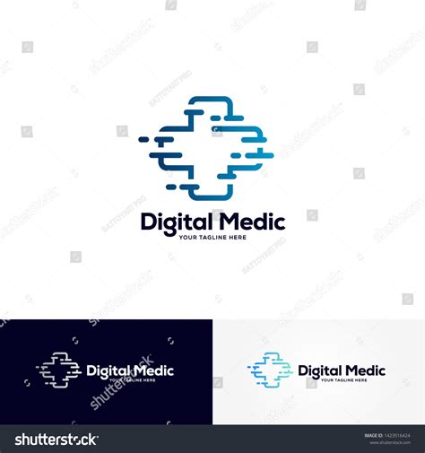 Digital Medic Logo Designs Template Healthcare: vetor stock (livre de direitos) 1423516424 ...