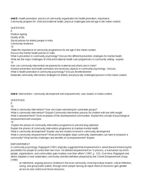 Community Psychology: Health Promotion & Intervention Strategies (Units ...