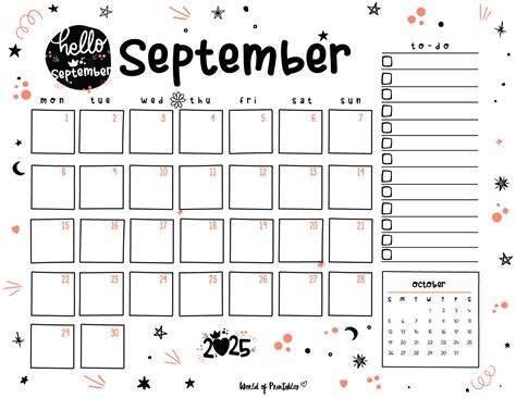 Cute September 2025 Calendar | Calendar Printable