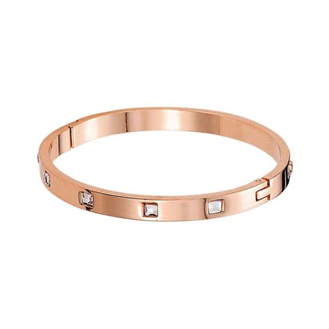 Buy Stainless Steel Rose Gold-Plated White Square American Diamond ...