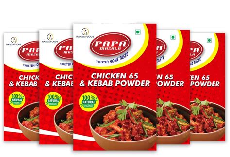 PAPA Chicken 65 and Kebab Masala Combo, Pack of 5, 500g : Amazon.in ...