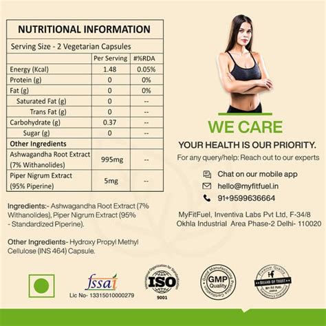 MyFitFuel Ashwagandha Root Extract (7% Withanolides) with Piperine 95% ...